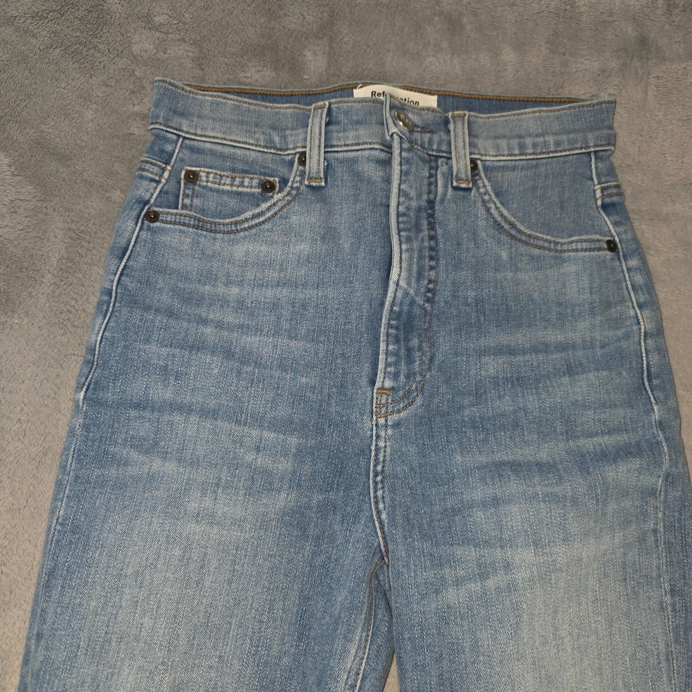 Reformation Jeans Cyprus Ultra High Skinny Blue Denim Pants Size‎ 25 Made in USA
